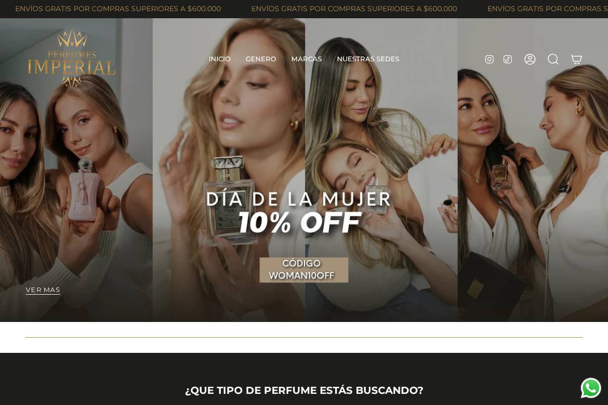 perfumesimperial.com.co homepage screenshot