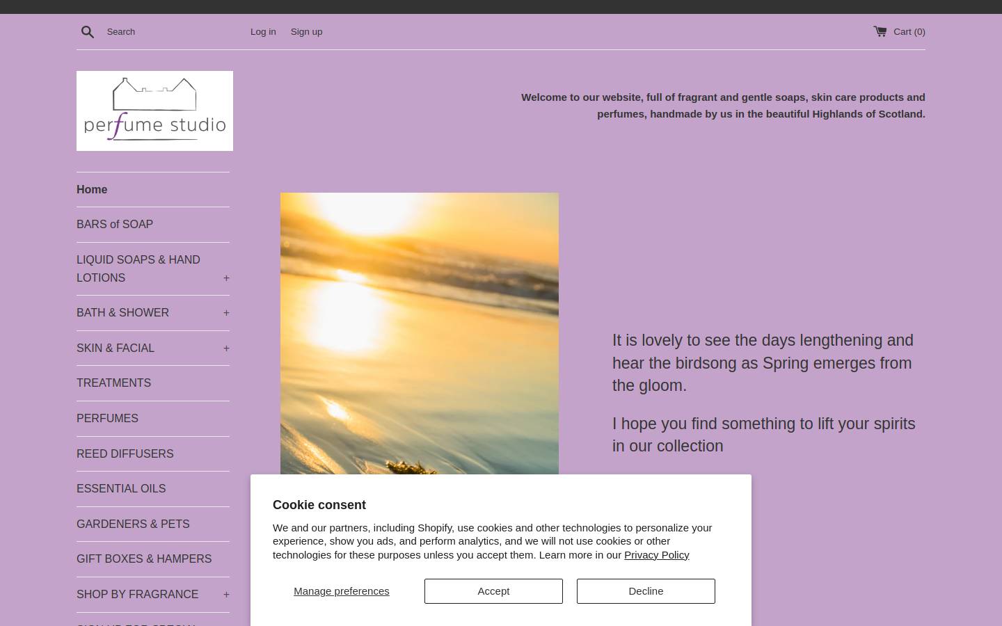 perfumestudioscotland.com homepage screenshot