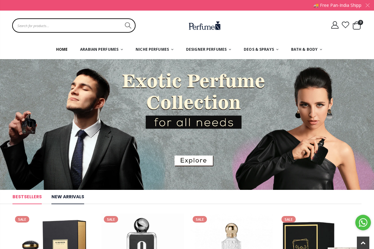 perfumex.in homepage screenshot