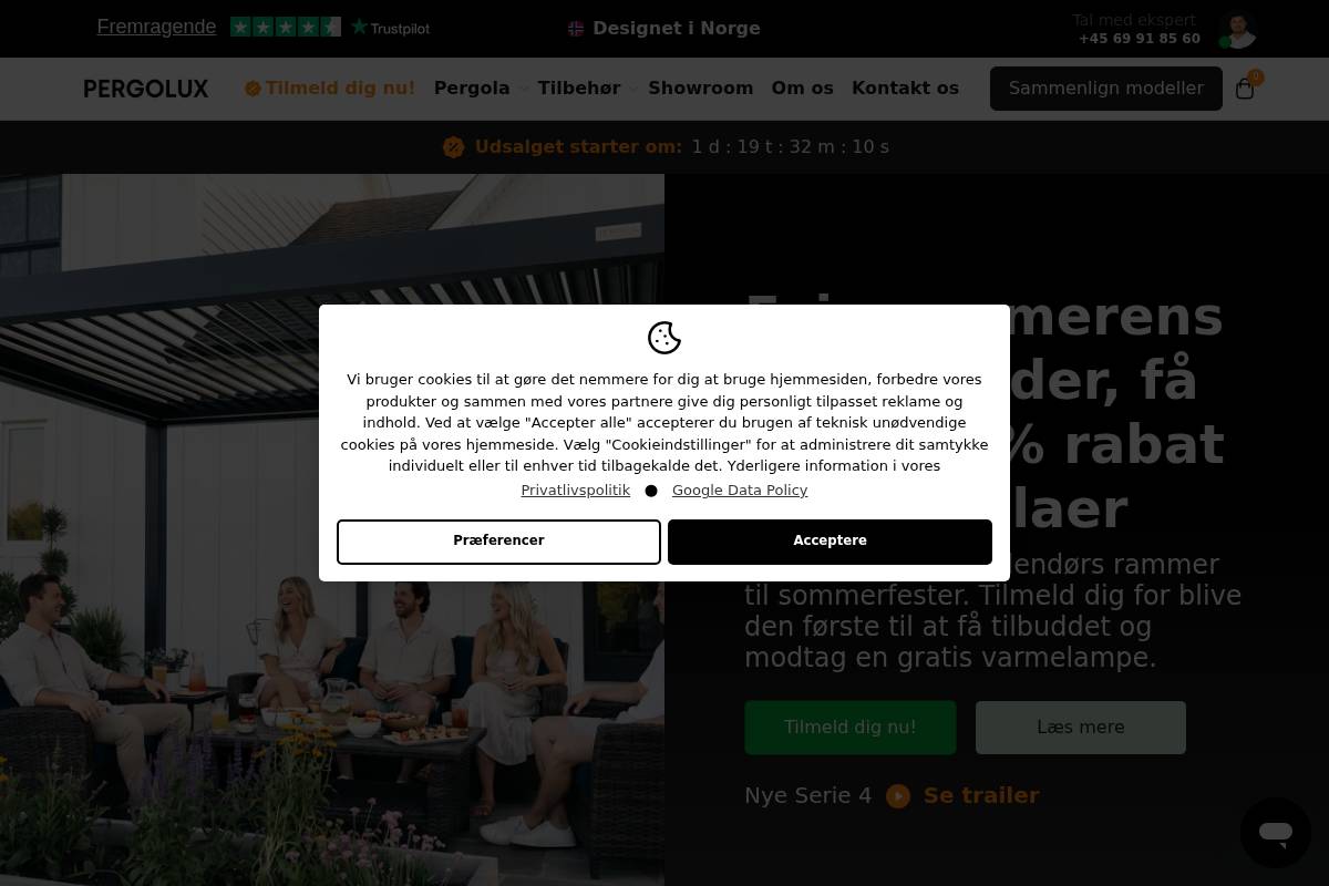 PERGOLUX Danmark homepage screenshot