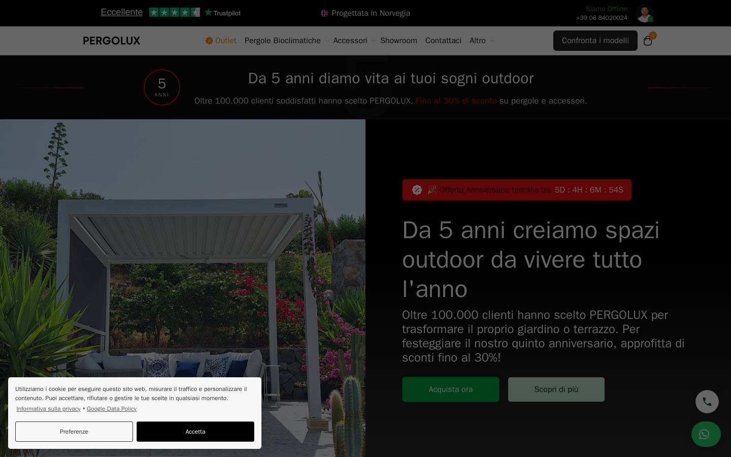 Pergolux Italia homepage screenshot