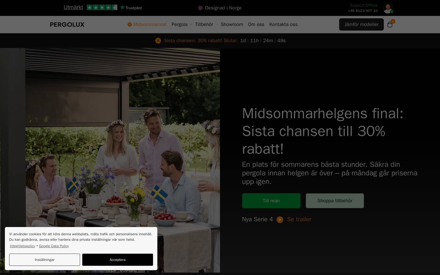 Pergolux Sverige homepage screenshot
