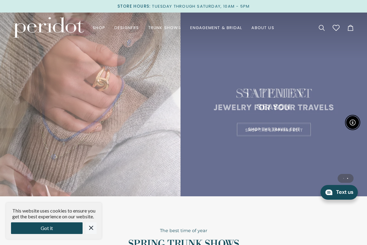 peridotfinejewelry.com homepage screenshot