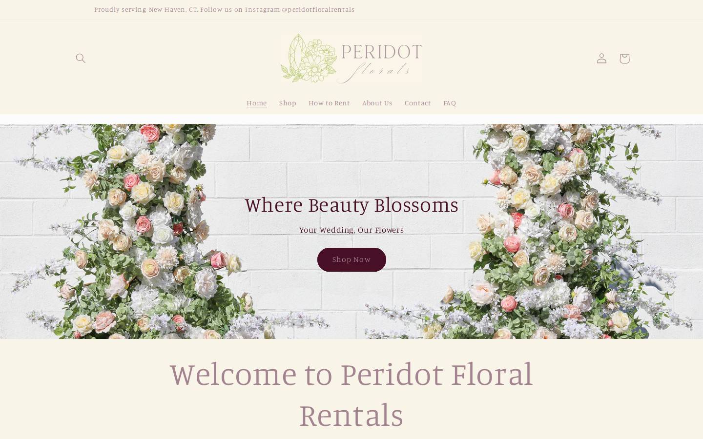 peridotfloralrentals.com homepage screenshot