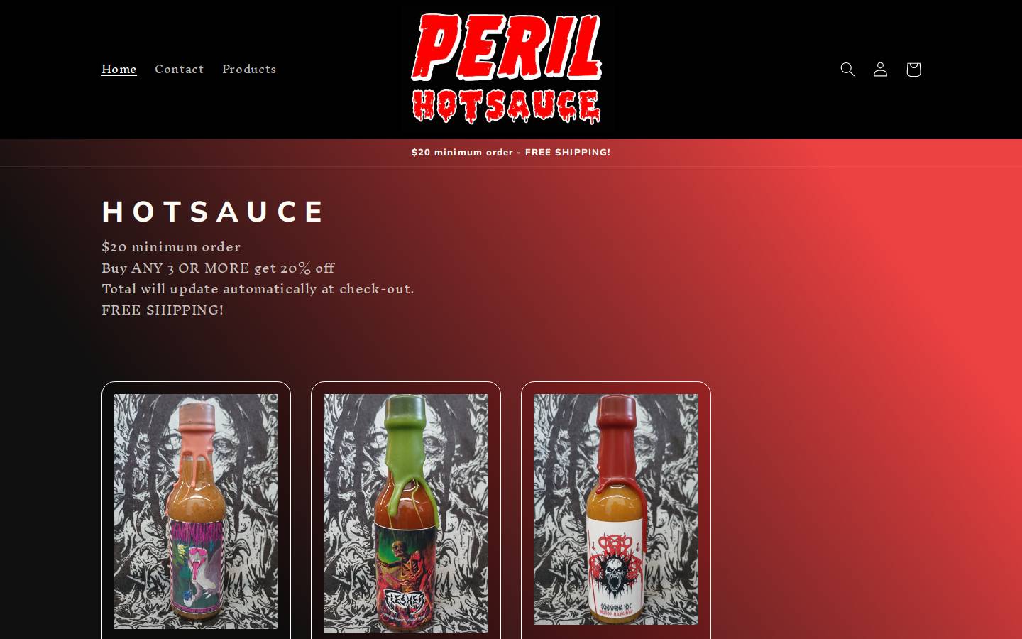perilhotsauce.com homepage screenshot