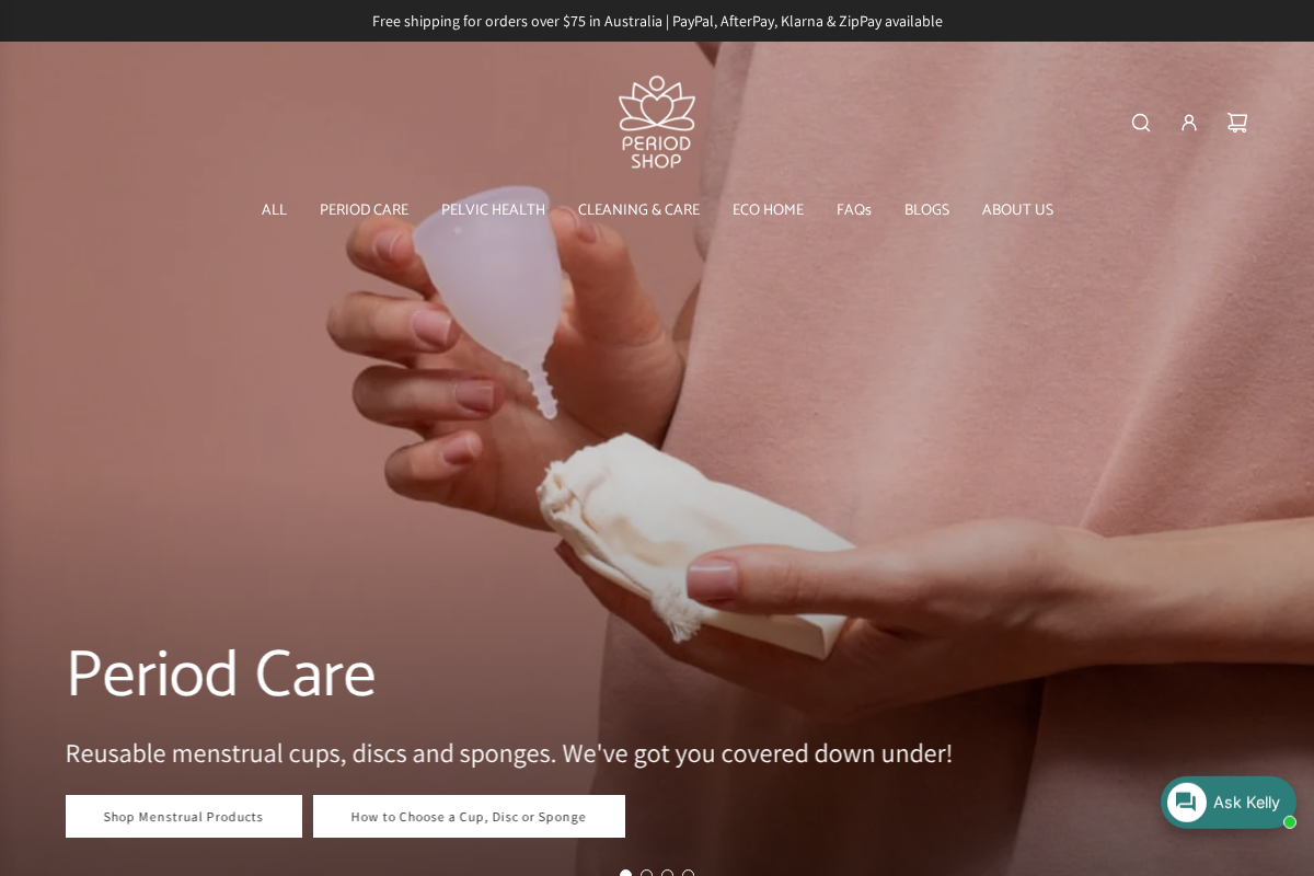 PeriodShop homepage screenshot