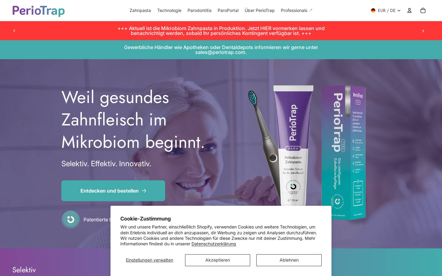 periotrap.com homepage screenshot