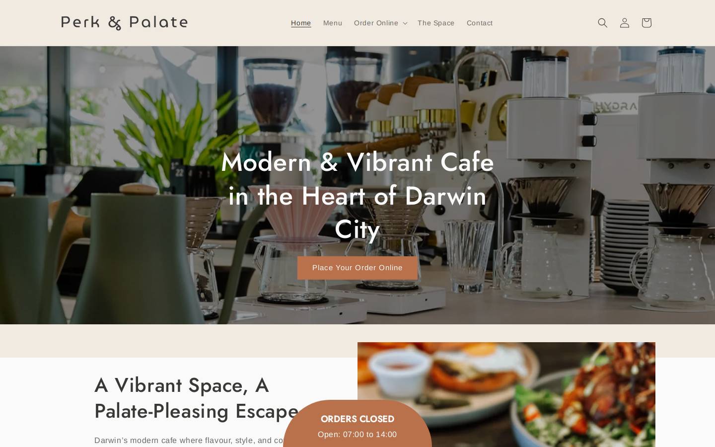 perkandpalate.com homepage screenshot