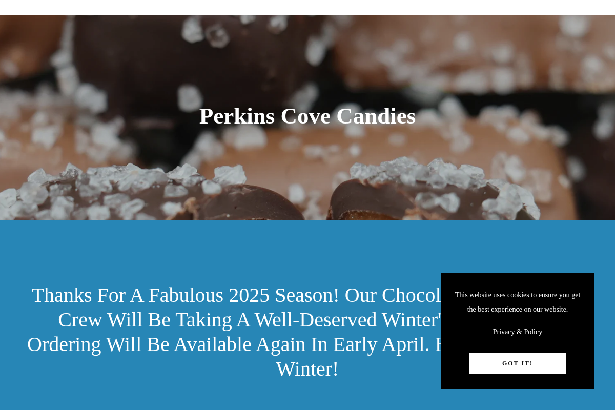perkinscovecandies.com homepage screenshot