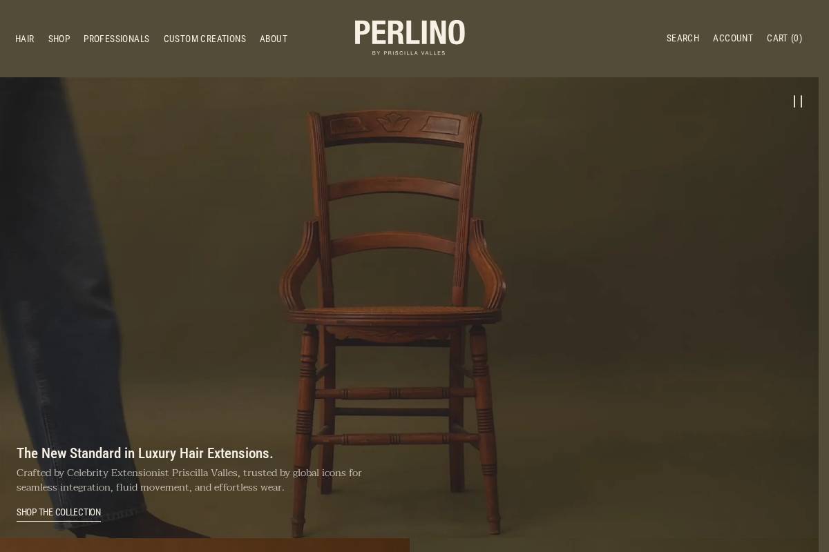 perlinohair.com homepage screenshot