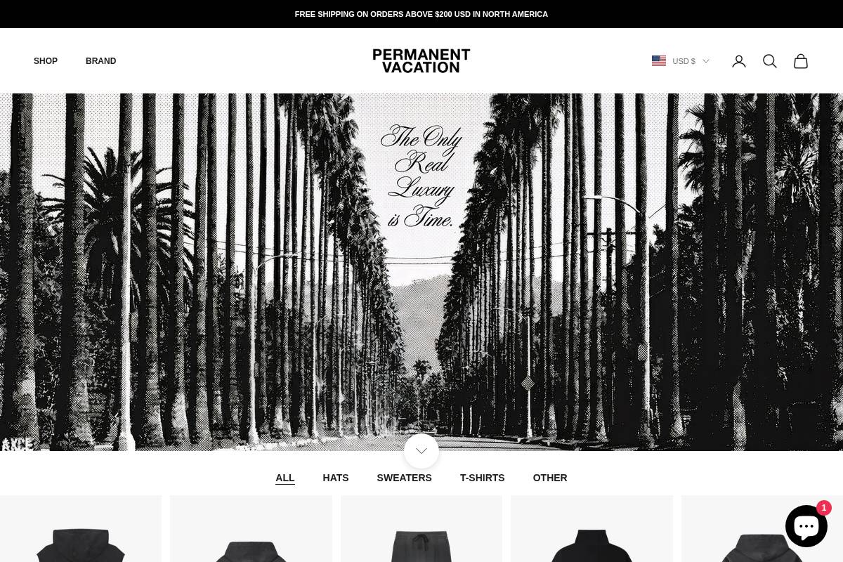 permanentvacationbrand.com homepage screenshot