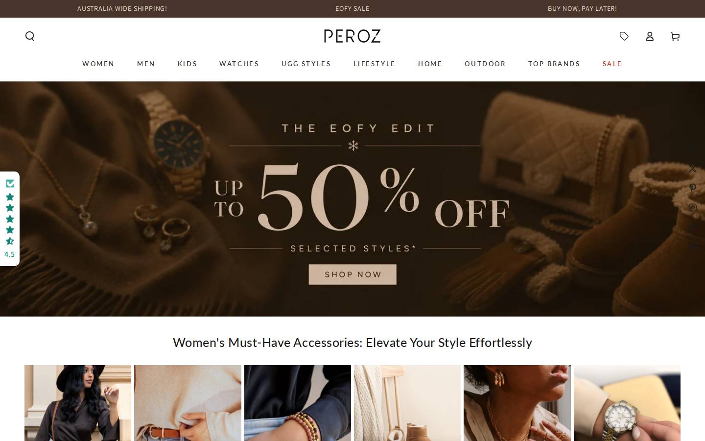 perozaccessories.com homepage screenshot