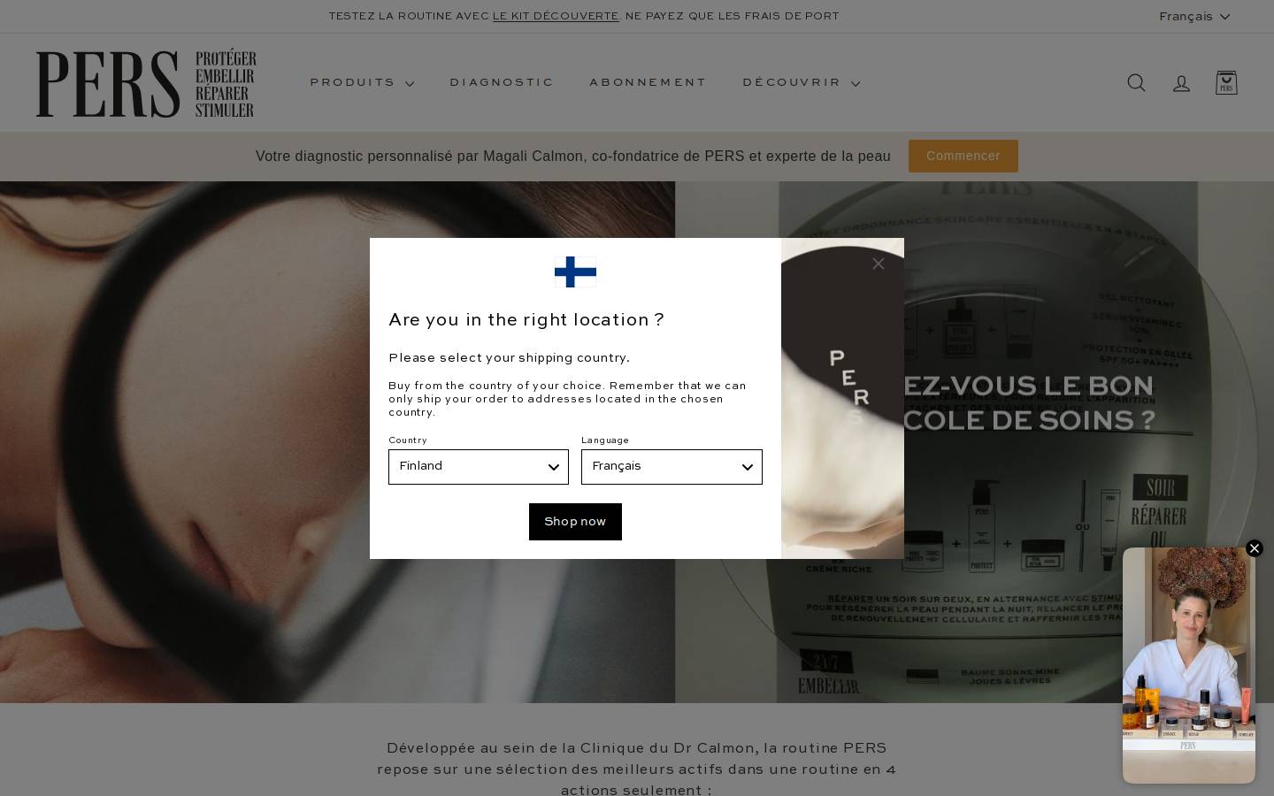 pers-skincare.com homepage screenshot