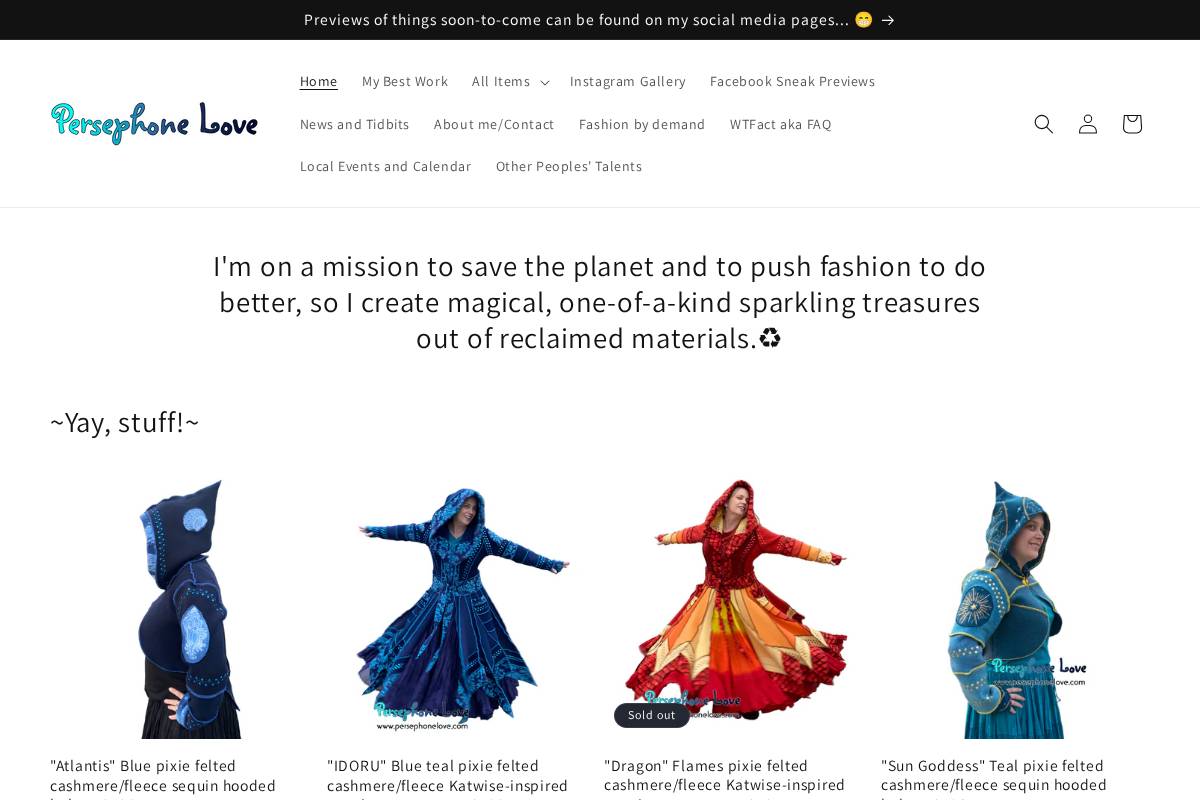 persephonelove.com homepage screenshot