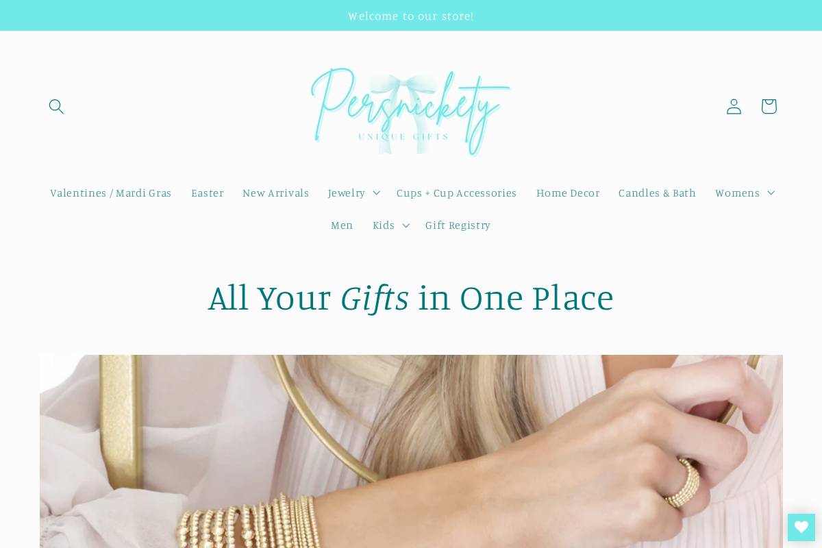 persnicketyuniquegifts.com homepage screenshot