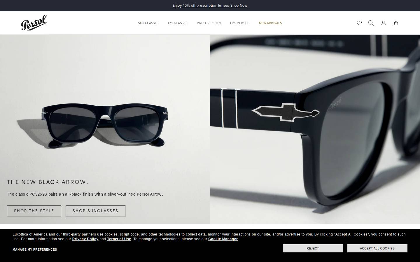 Persol homepage screenshot