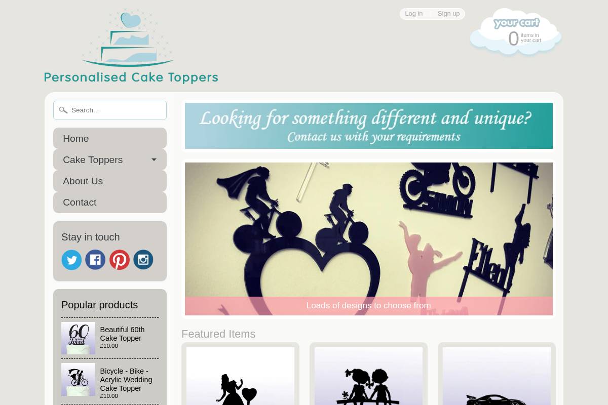 personalisedcaketoppers.co.uk homepage screenshot