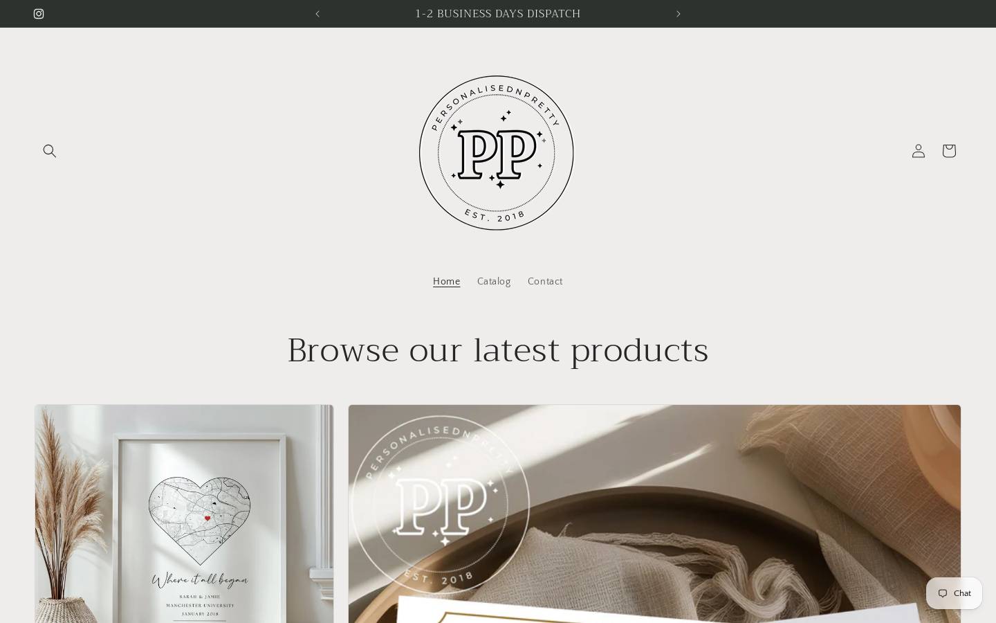 personalisednpretty.com homepage screenshot