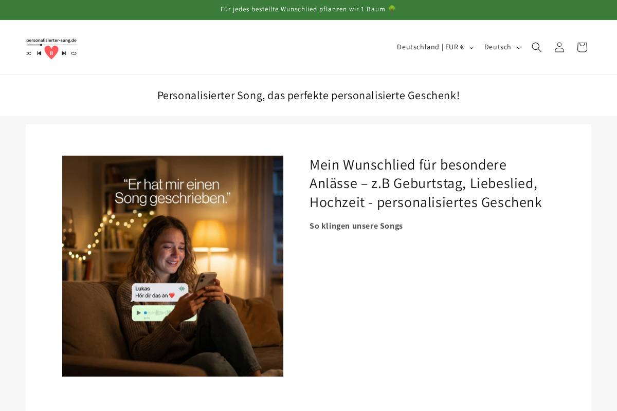 personalisierter-song.de homepage screenshot