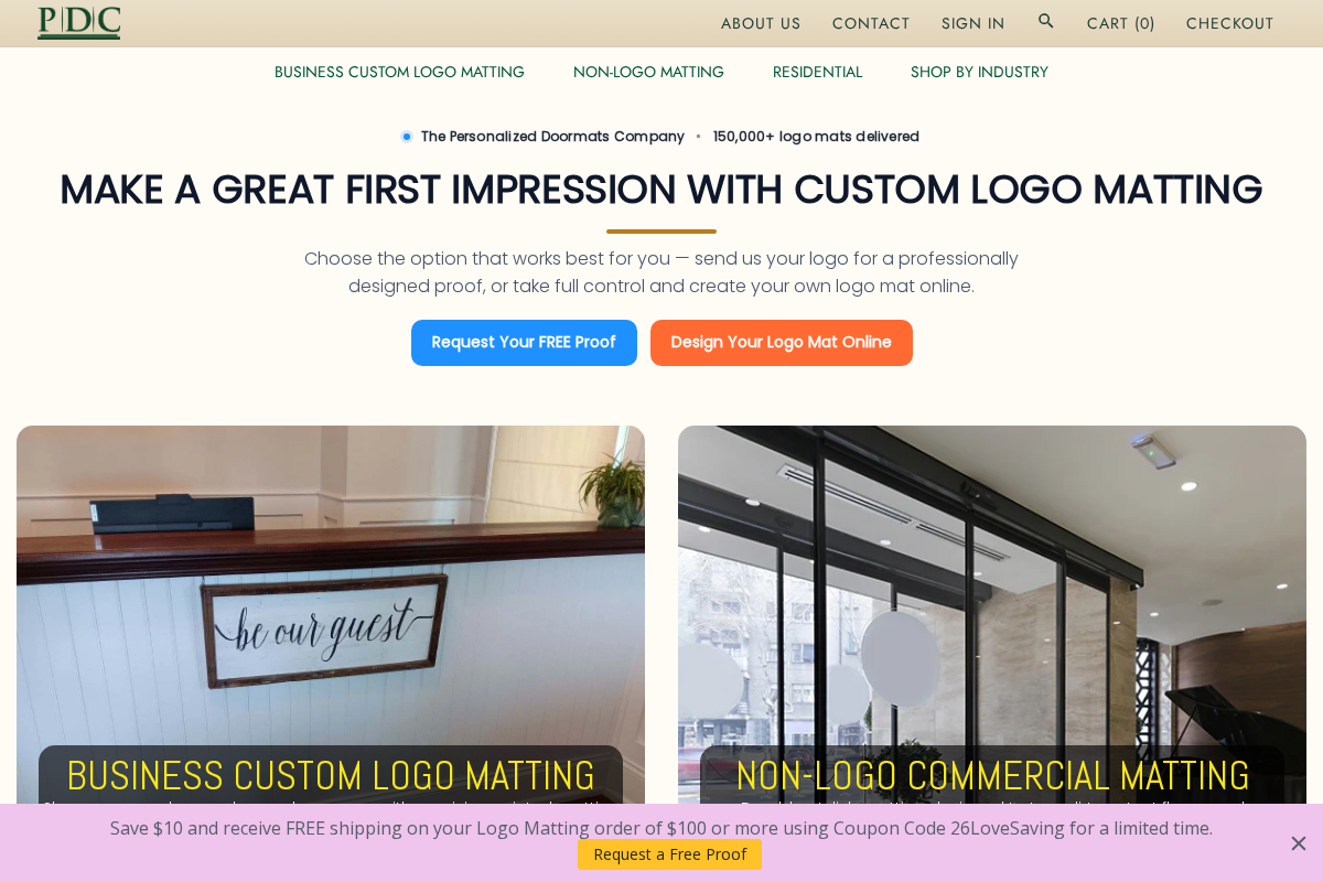 The Personalized Doormats Company homepage screenshot