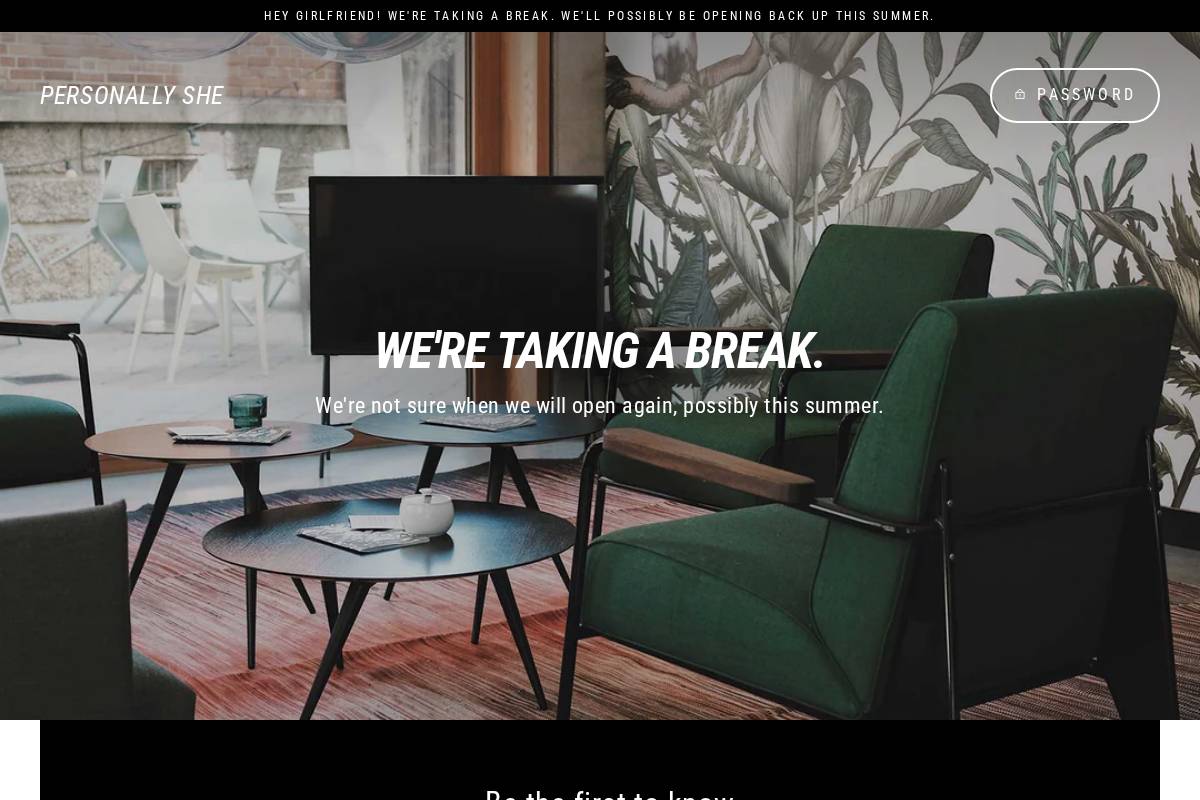 personallyshe.com homepage screenshot