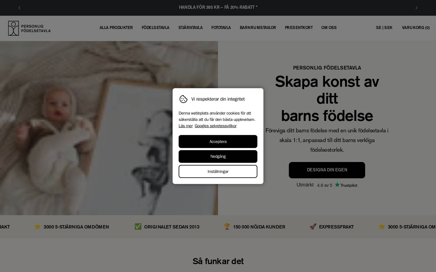 Personlig Födelsetavla homepage screenshot