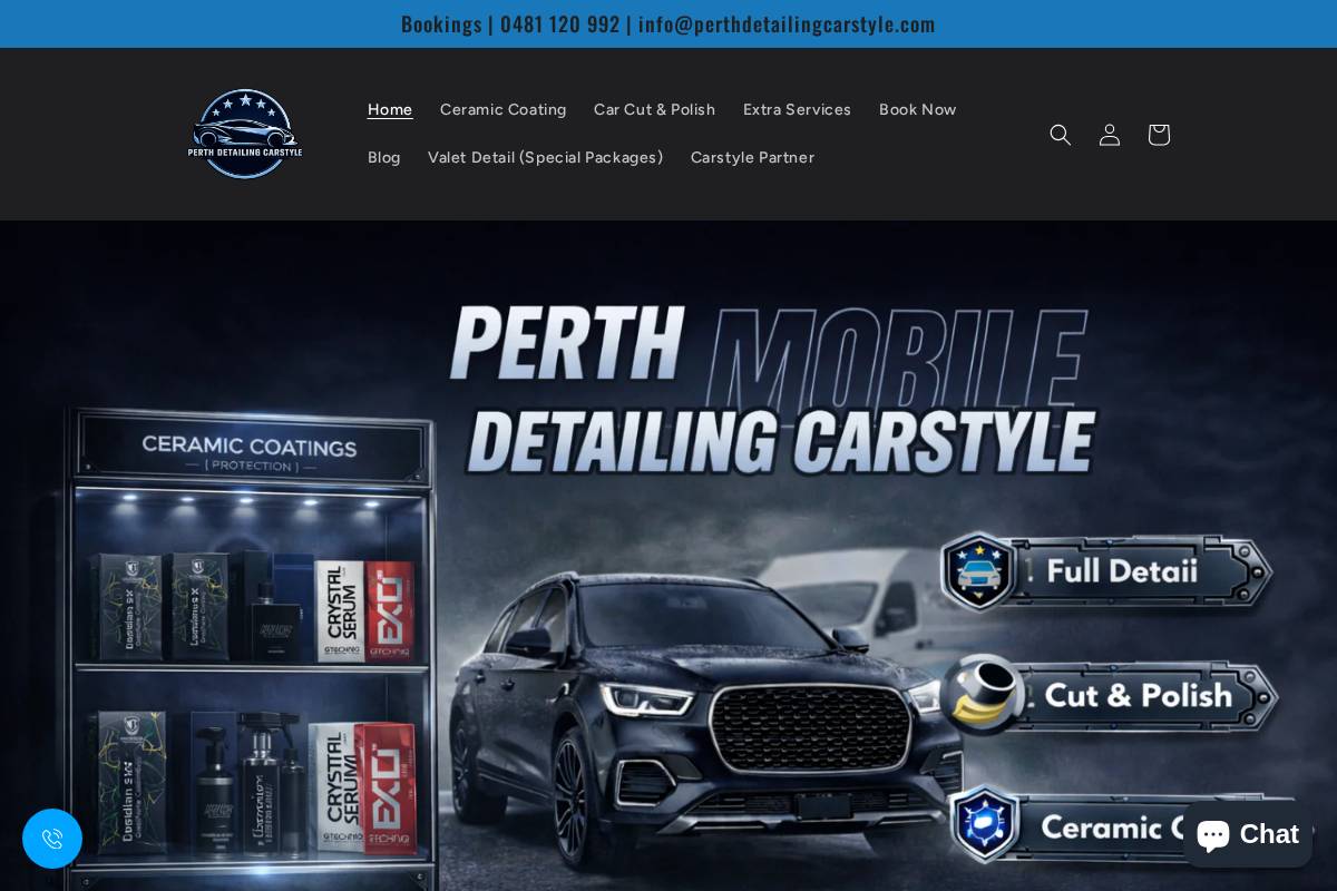 perthdetailingcarstyle.com homepage screenshot