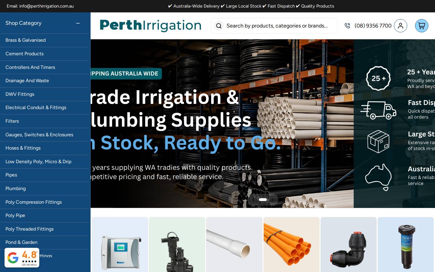perthirrigation.com.au homepage screenshot
