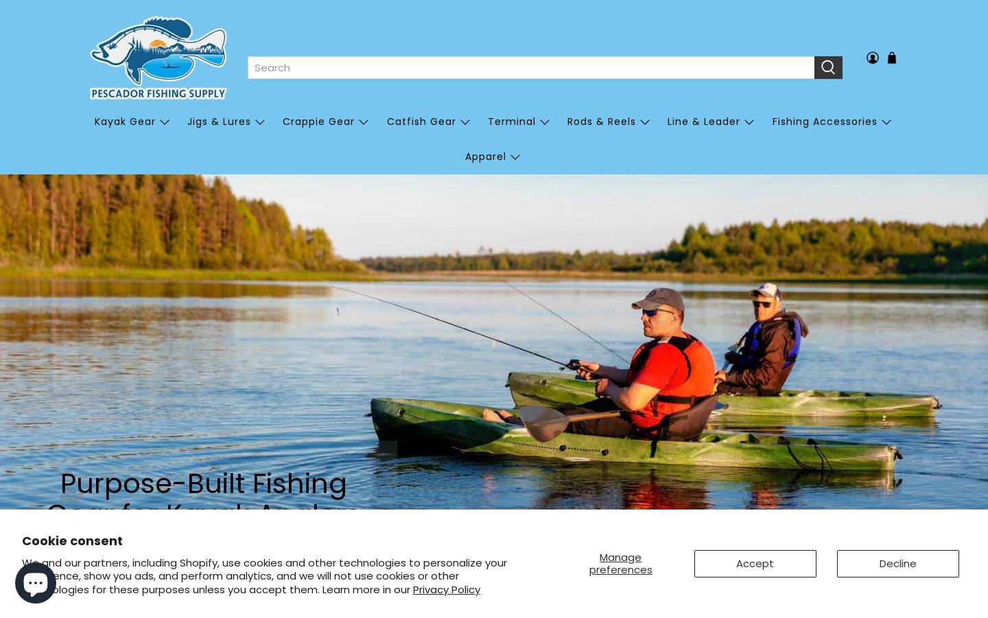 pescadorfishing.com homepage screenshot
