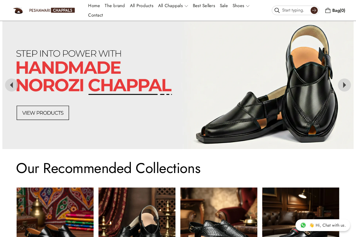 peshawarichappals homepage screenshot