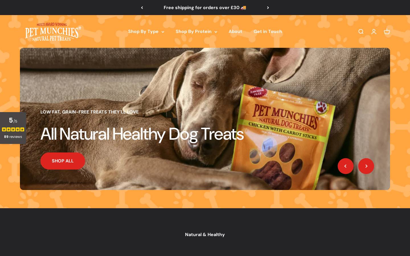 pet-munchies.com homepage screenshot