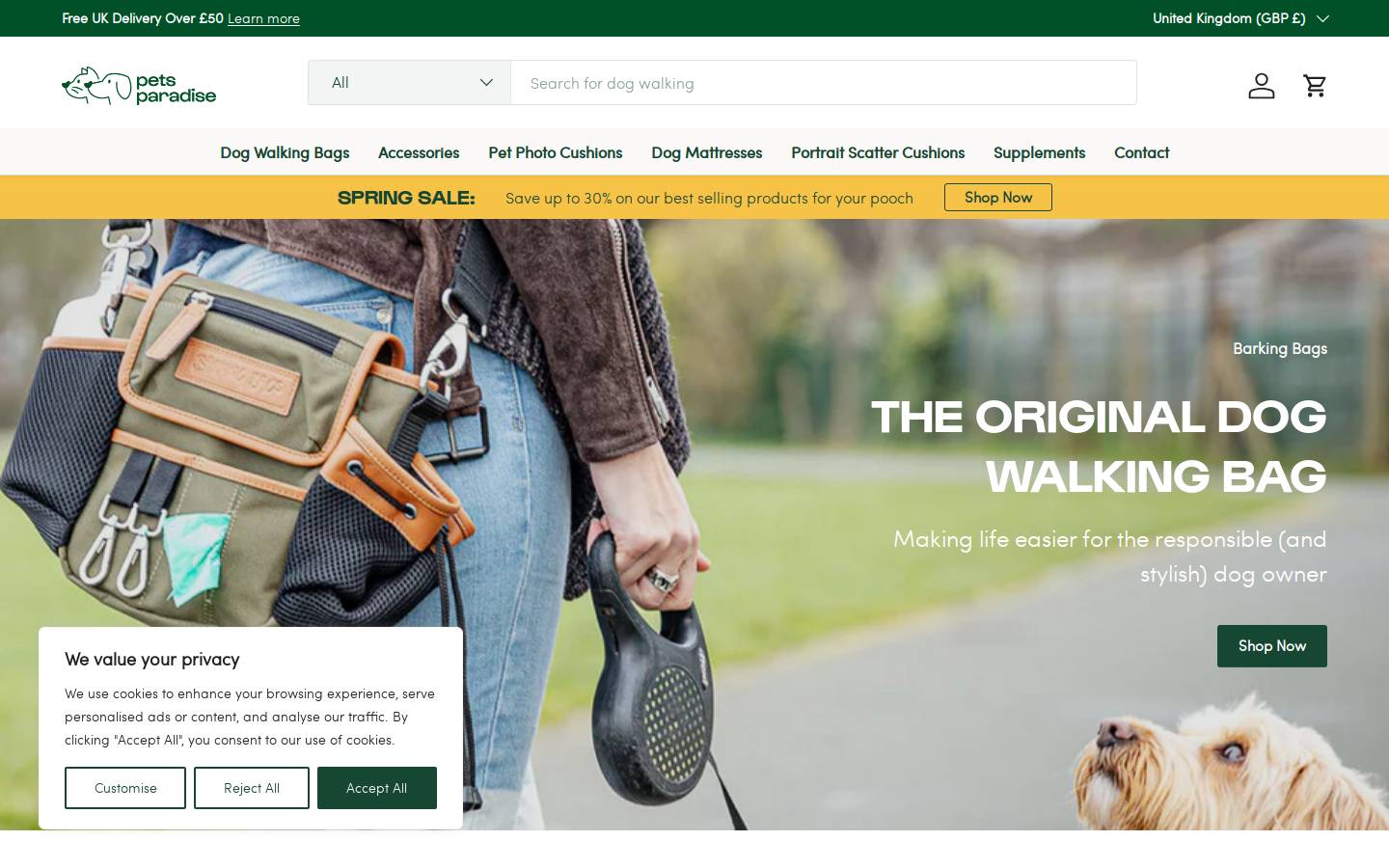 Pet Paradise homepage screenshot