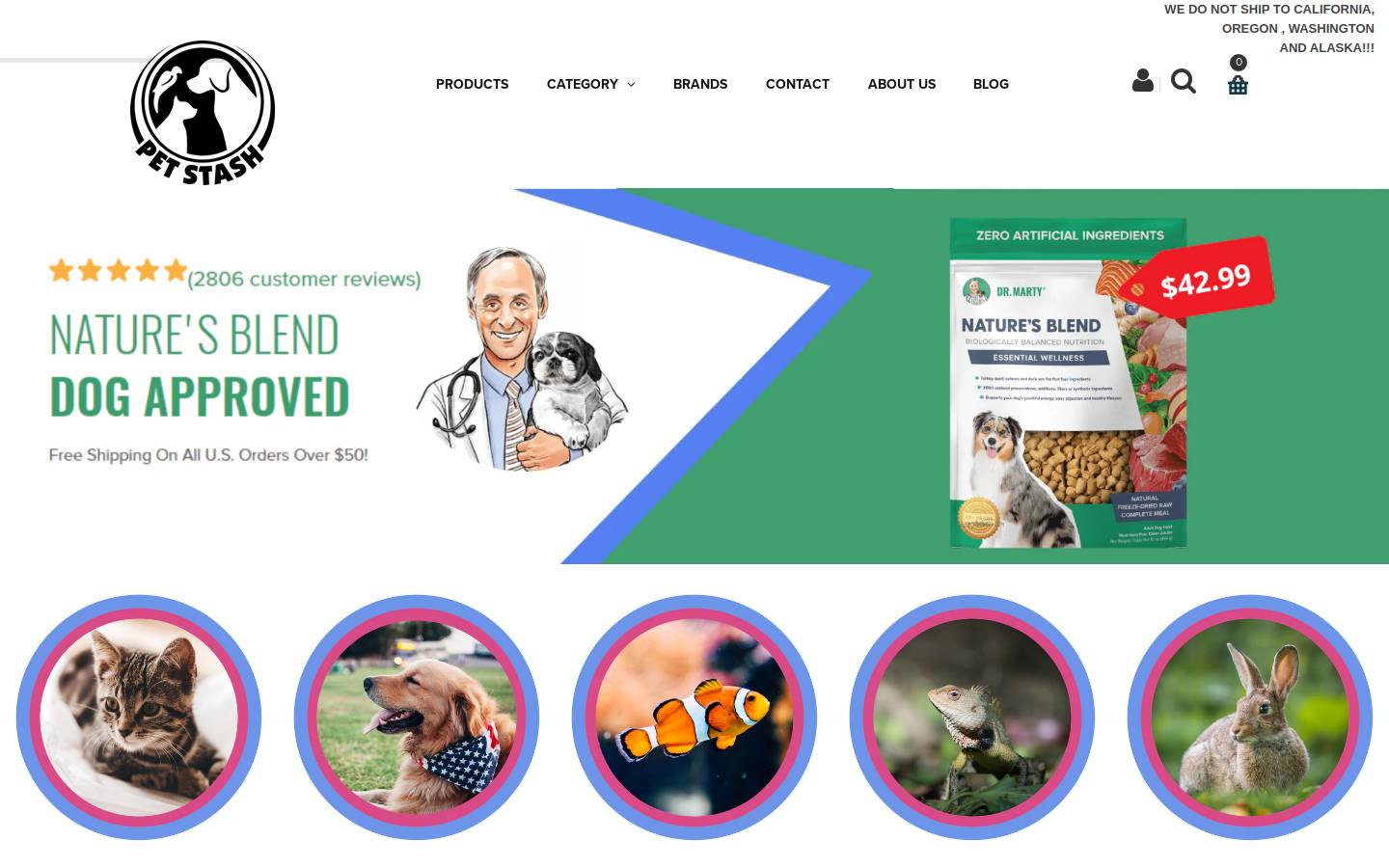 pet-stash.com homepage screenshot