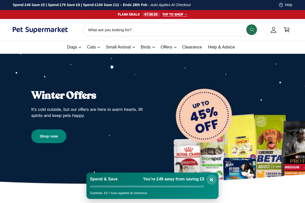 Pet Supermarket homepage screenshot