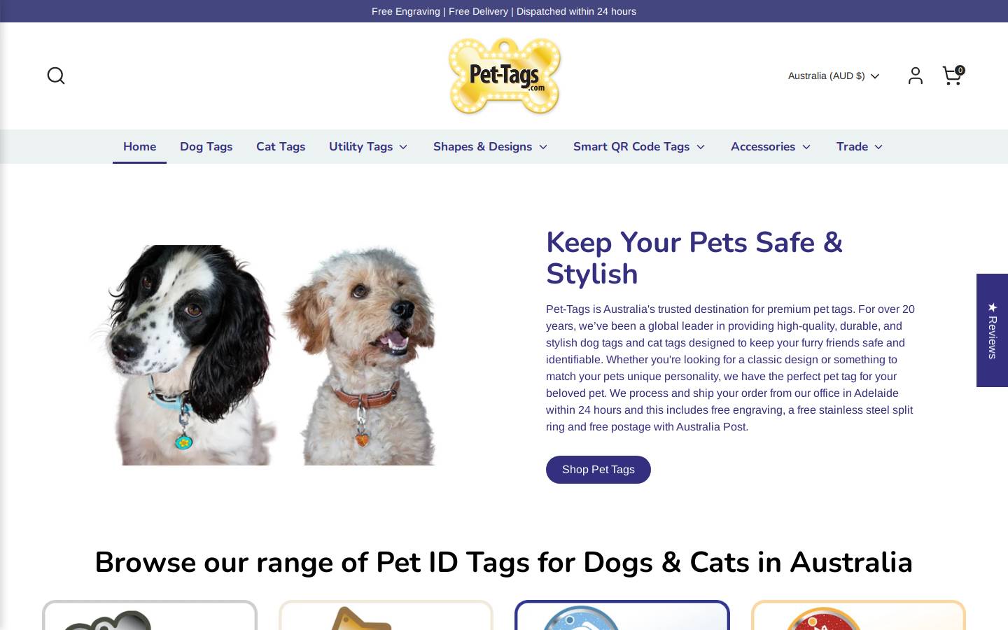 Pet-Tags.com homepage screenshot