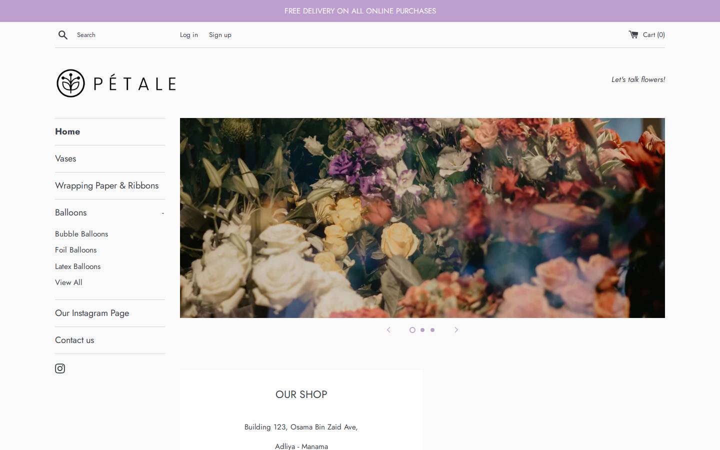 petaleflowers.com homepage screenshot