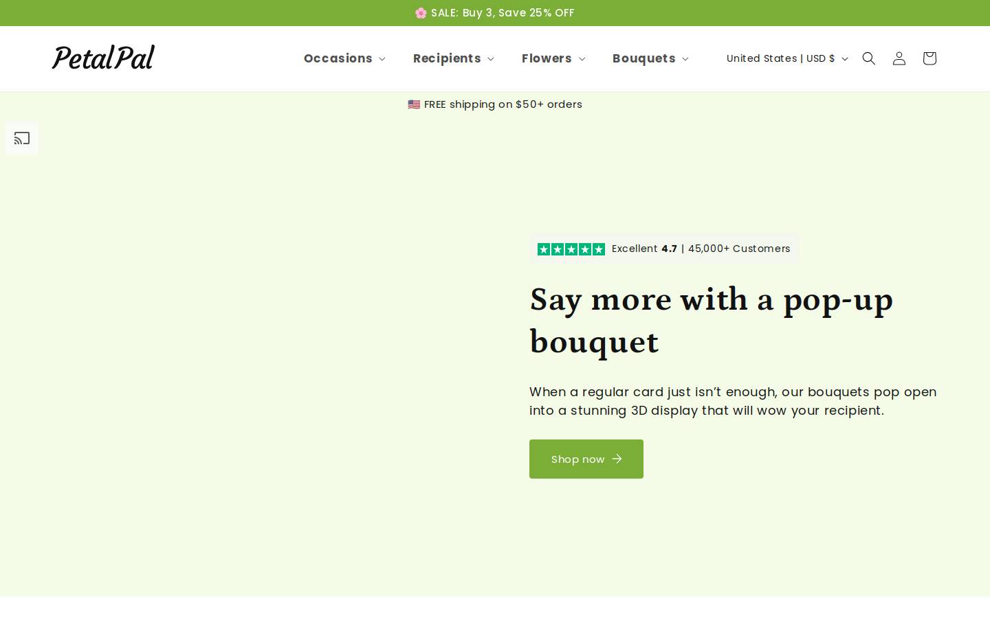 Petalpal homepage screenshot