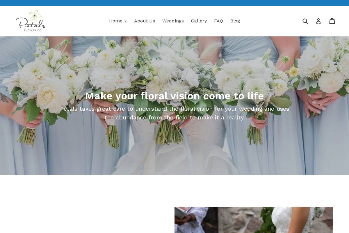 petalsflowerco.ca homepage screenshot