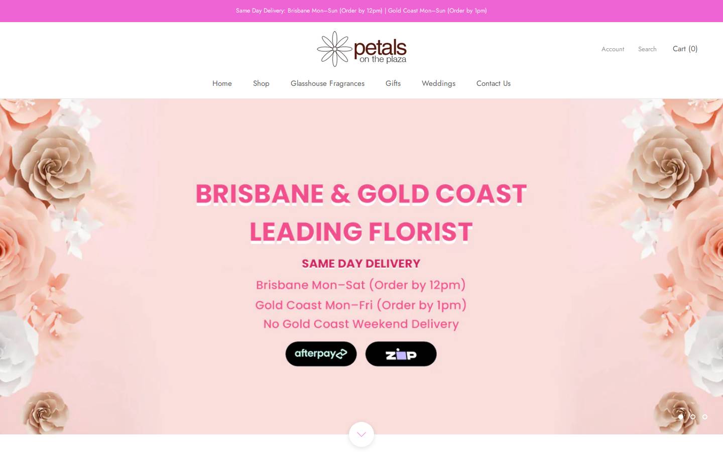 petalsontheplaza.com.au homepage screenshot