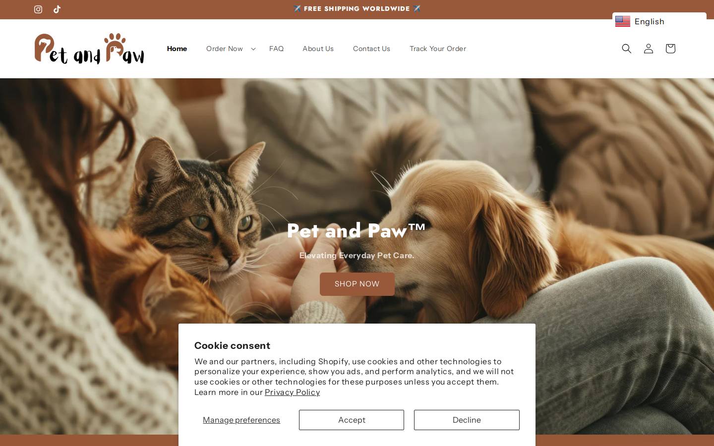 petandpaw.shop homepage screenshot