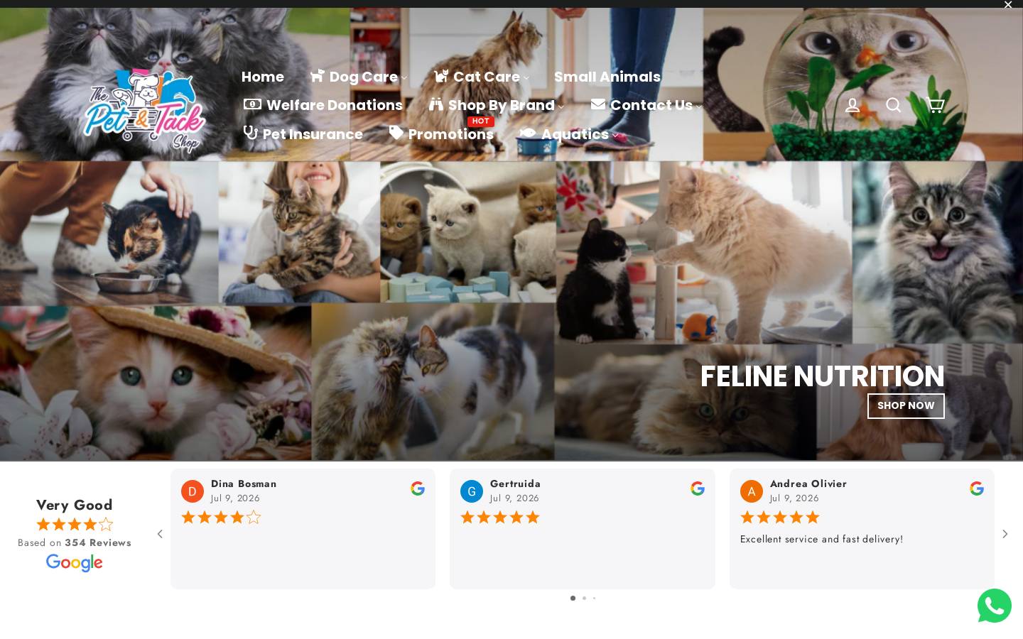 petandtackshop.co.za homepage screenshot