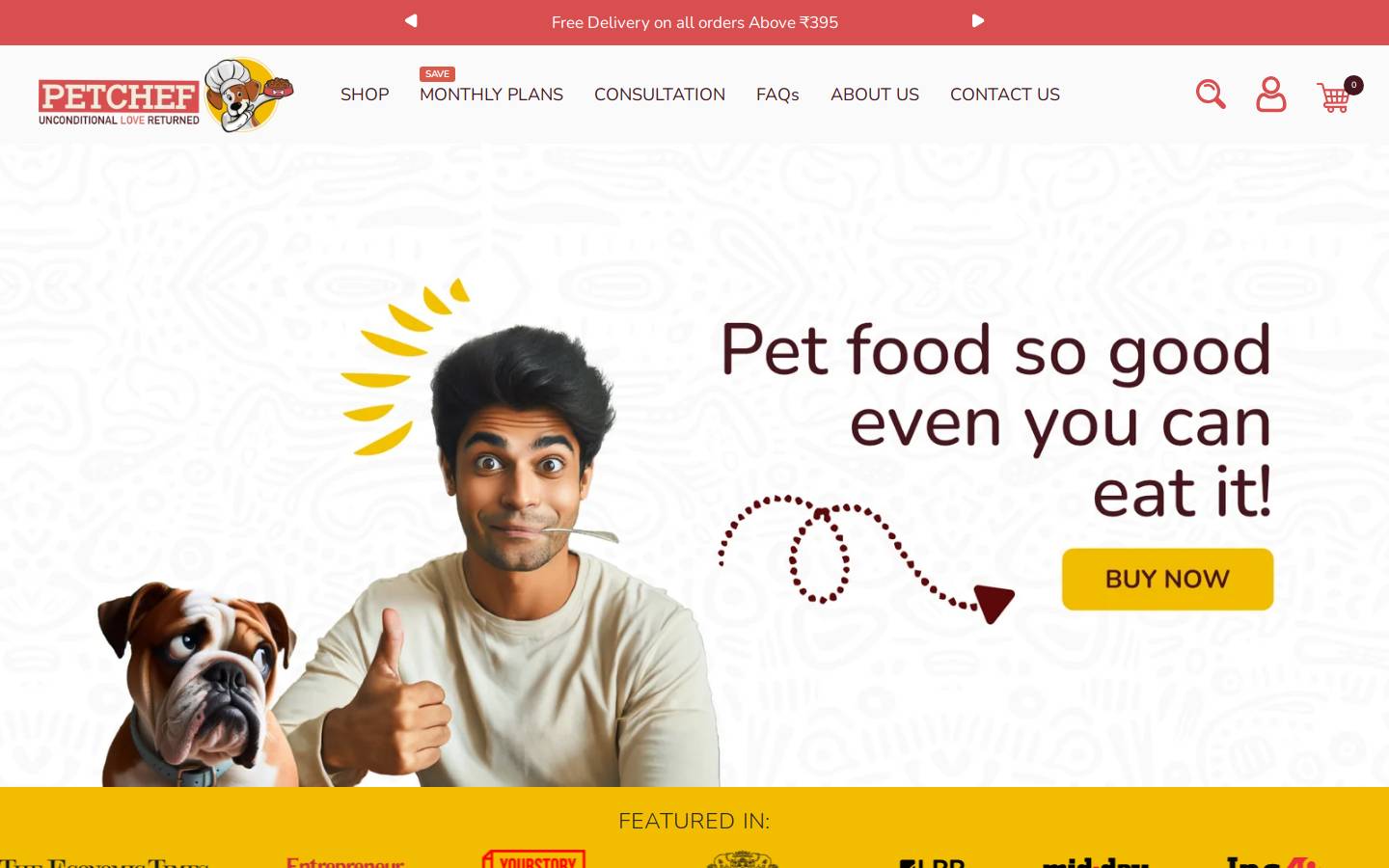petchef.co.in homepage screenshot