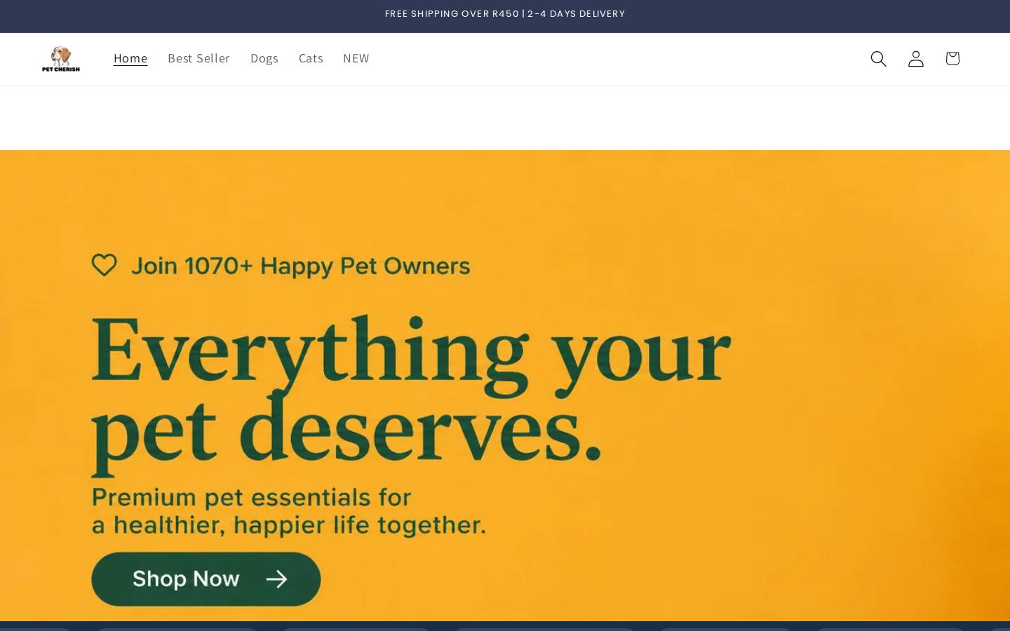 petcherish.co.za homepage screenshot