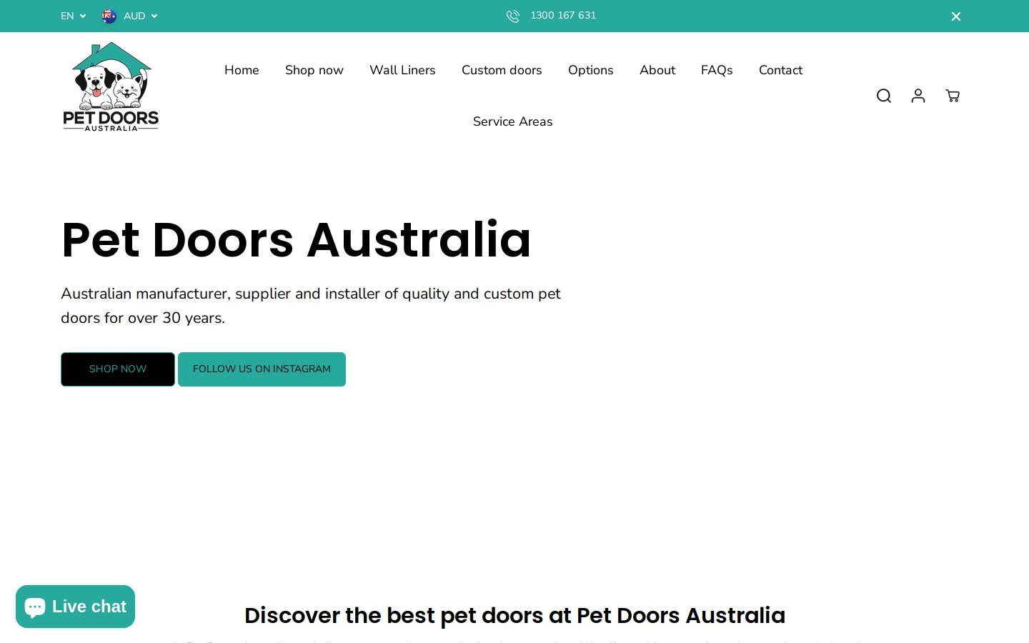 petdoorsaust.com.au homepage screenshot