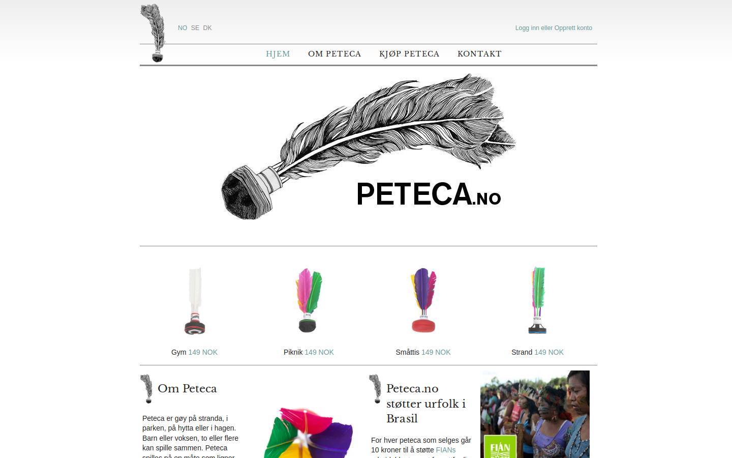 peteca.no homepage screenshot