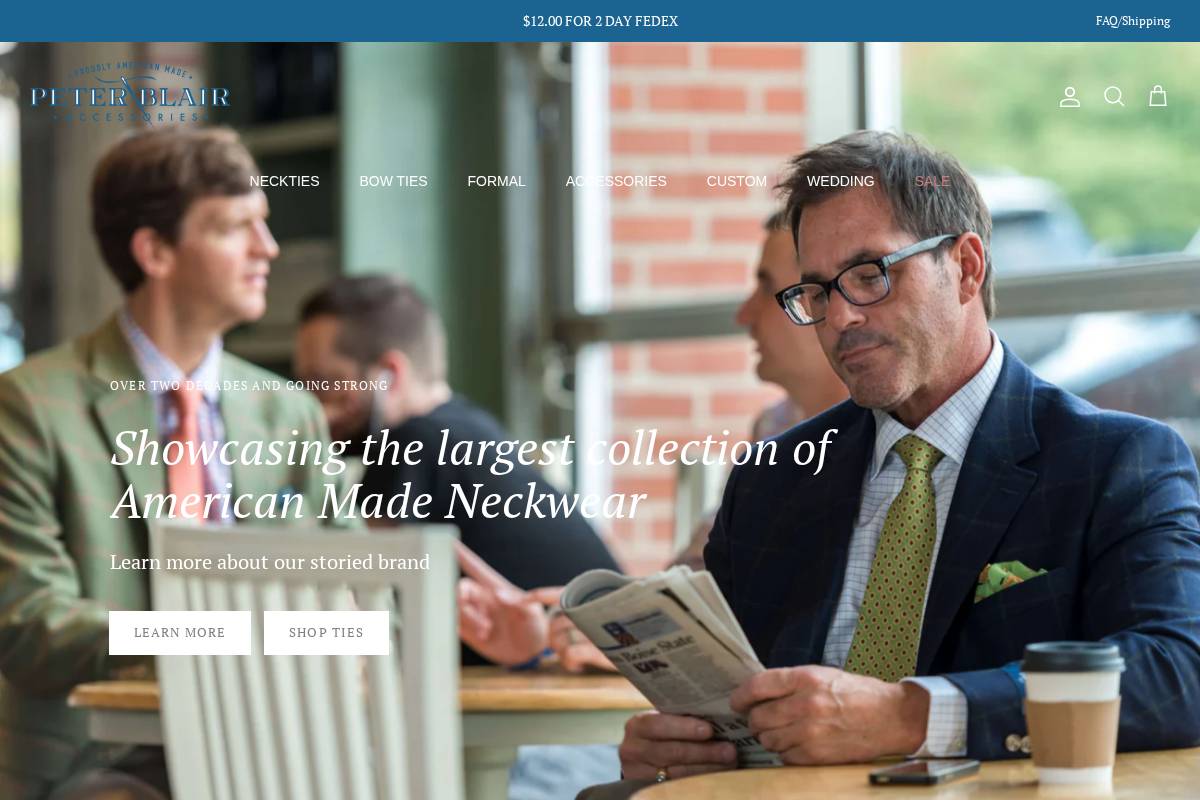 peterblairaccessories.com homepage screenshot