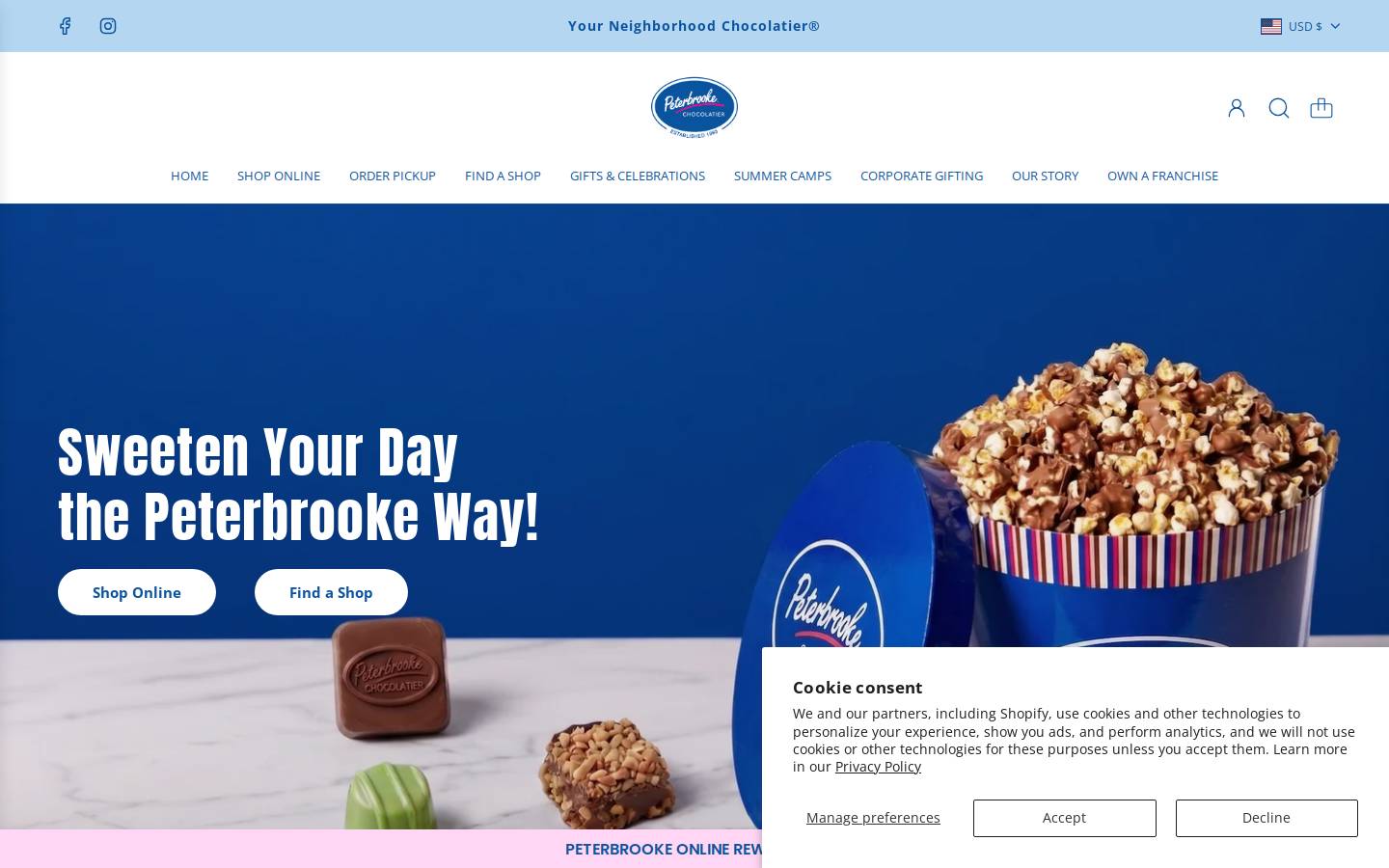 peterbrookechocolatier.com homepage screenshot