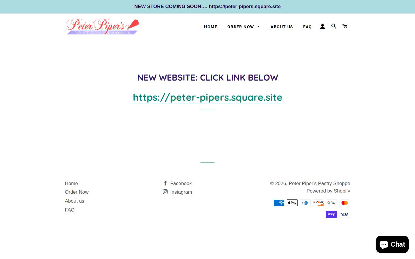 peterpiperspastryshoppe.com homepage screenshot