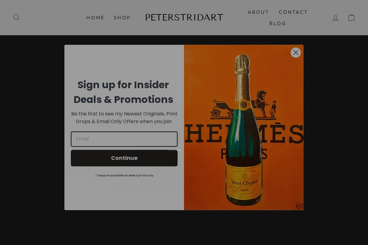 peterstridart.com homepage screenshot