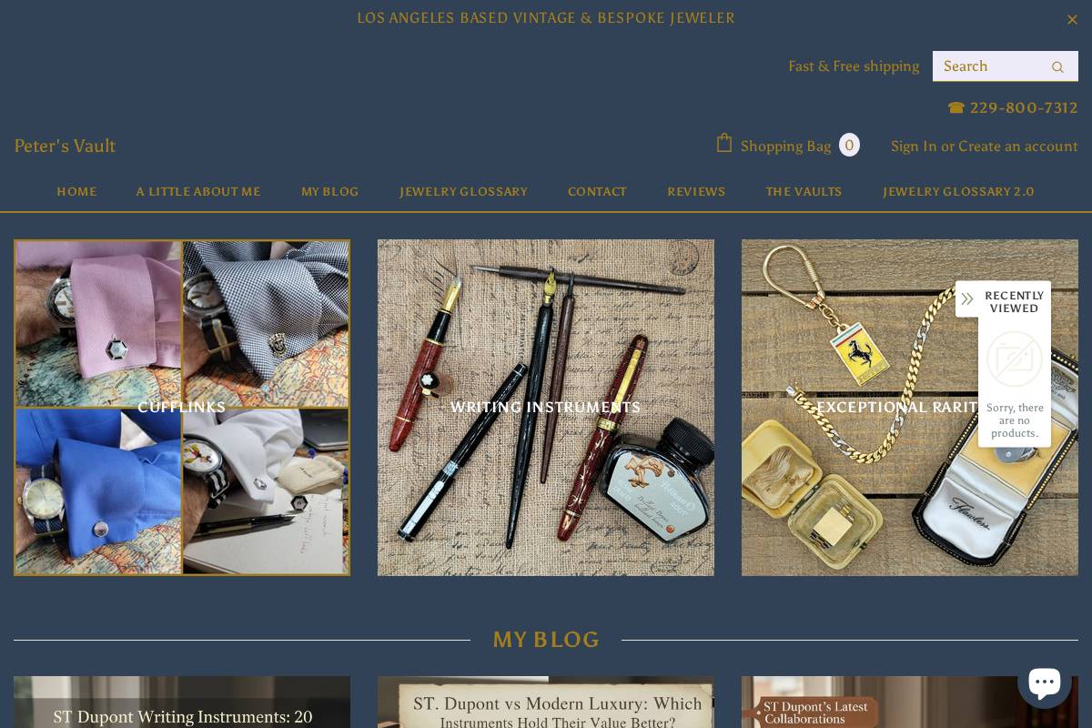 petersvaults.com homepage screenshot